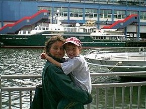 Greg and his mom on the Highlander, the Forbes yacht